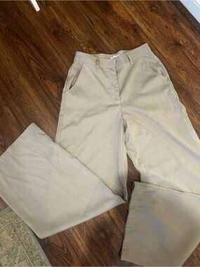 Max Studio Wide Leg Khaki Pants - Light Beige S